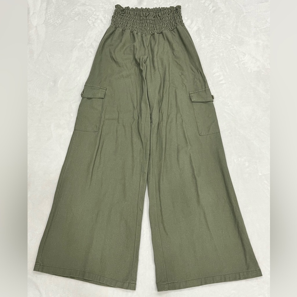 Olive green wide leg pants